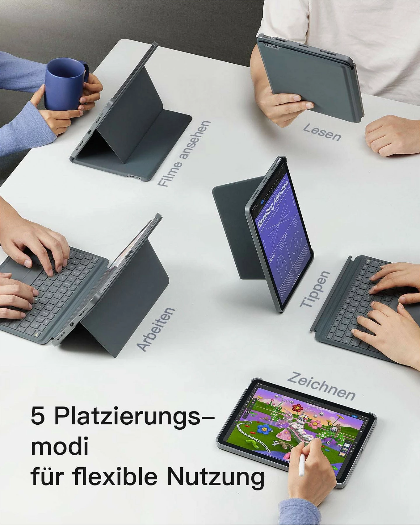 Tastierë inateck për iPad Air 11" / iPad 11", QWERTZ, me touchpad, gri