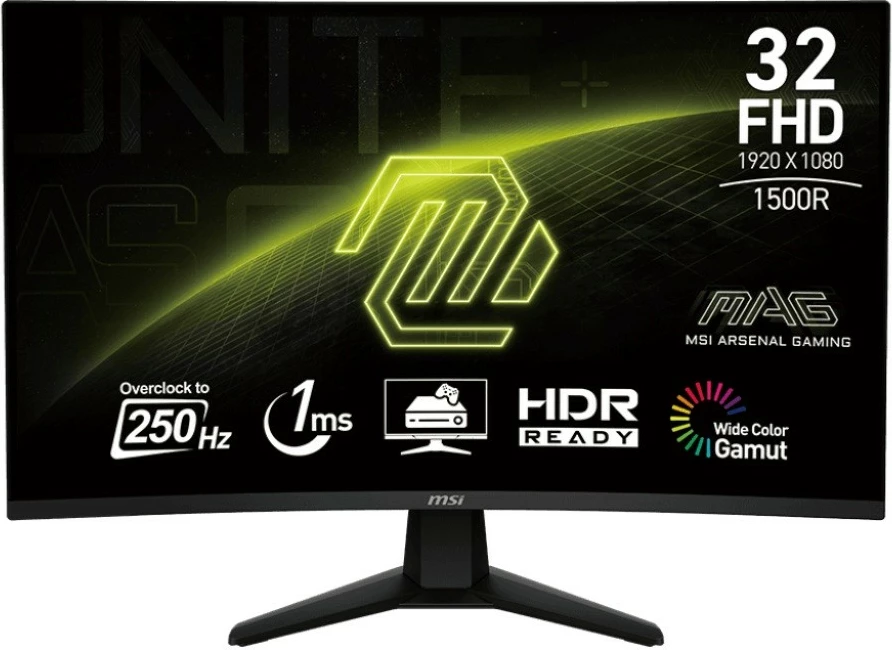 Monitor gaming MSI MAG 32C6X 31.5" FHD 250Hz i lakuar 1500R VA 1ms, i zi