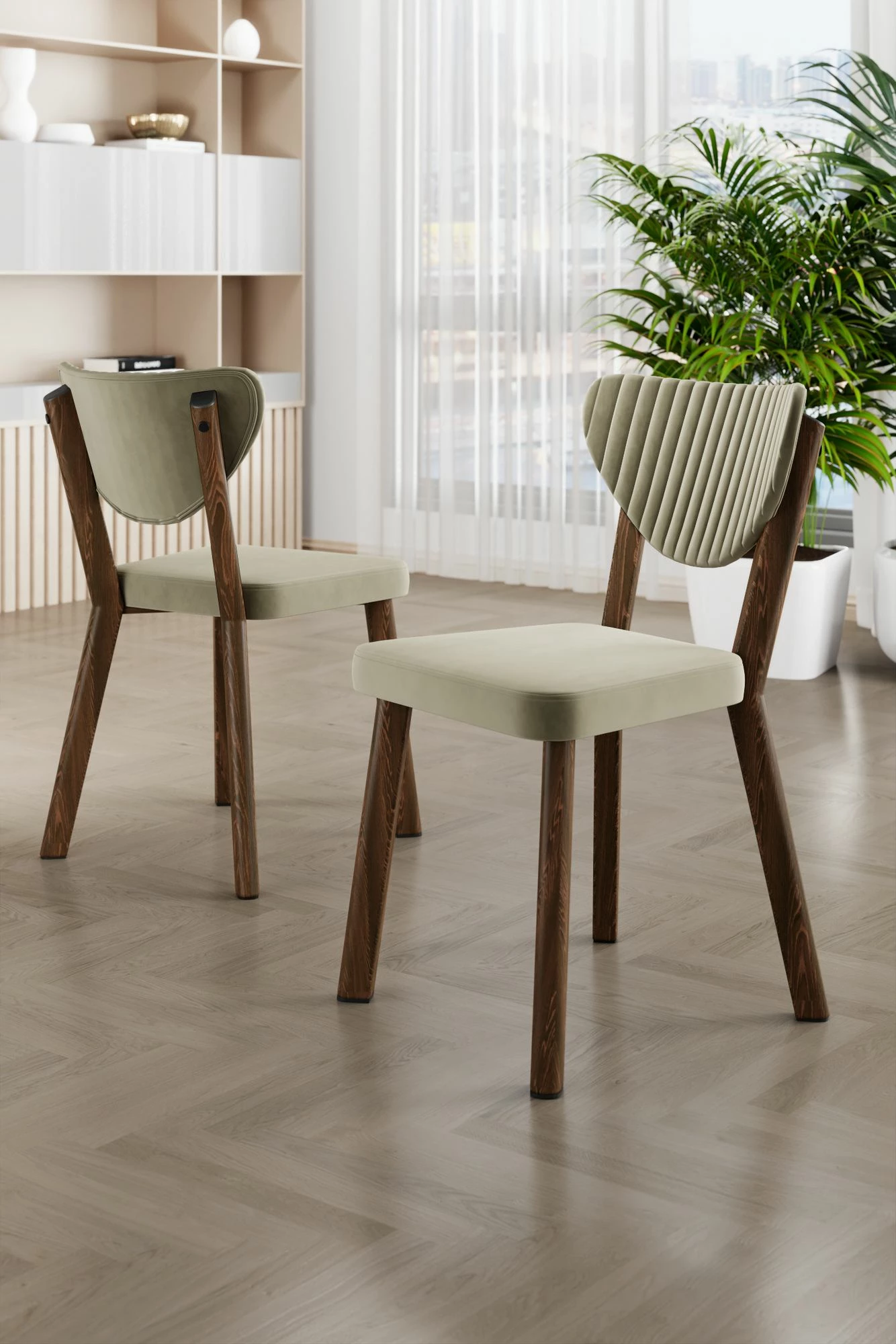 Set karrigesh (4 copë), Hanah Home, Arfe, krem, kafe