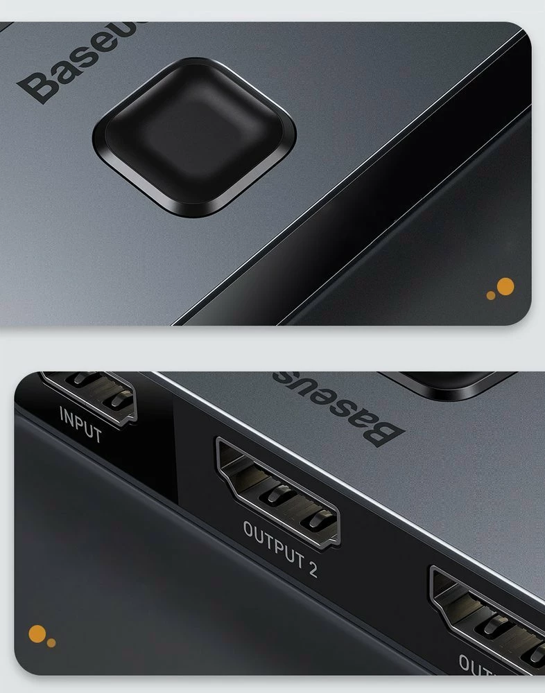 Switch HDMI Baseus CAHUB-BC0G, 2x HDMI, 4K/30Hz, Gri