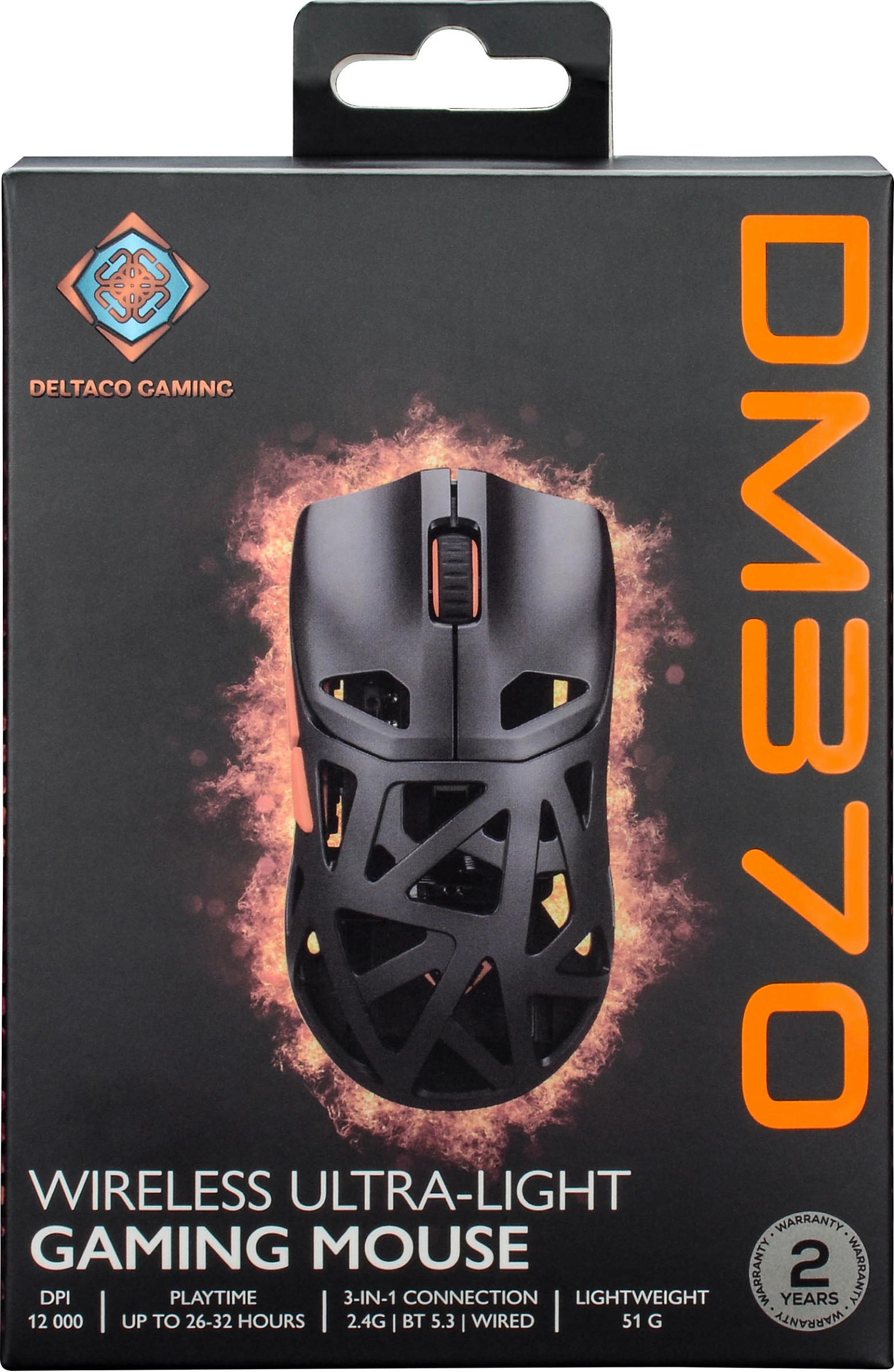 Maus gaming Deltaco DM370, wireless, 12000 DPI, USB-C, i zi