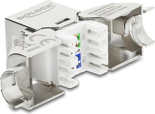 Modul Keystone DeLOCK RJ45 Cat6A, LSA pa vegla, 90° i anuar, shielded, AWG 22/24, Argjendtë/Bardhë