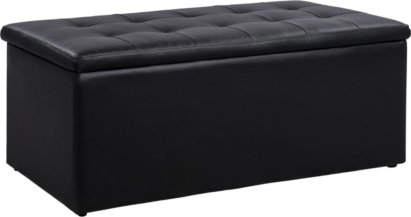 Stool me hapësirë për ruajtje Triscube, lëkurë artificiale e zezë, FH223.01, 121x51.5x50cm