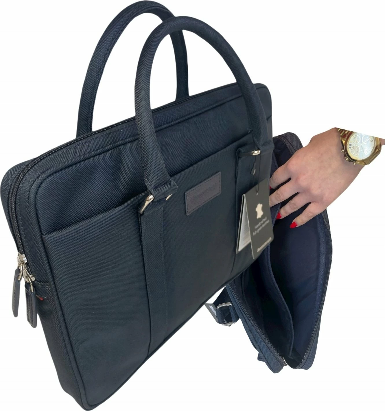Çantë laptopi dbramante1928 Stelvio Slim Bag Pure 14" lëkurë full-grain, navy