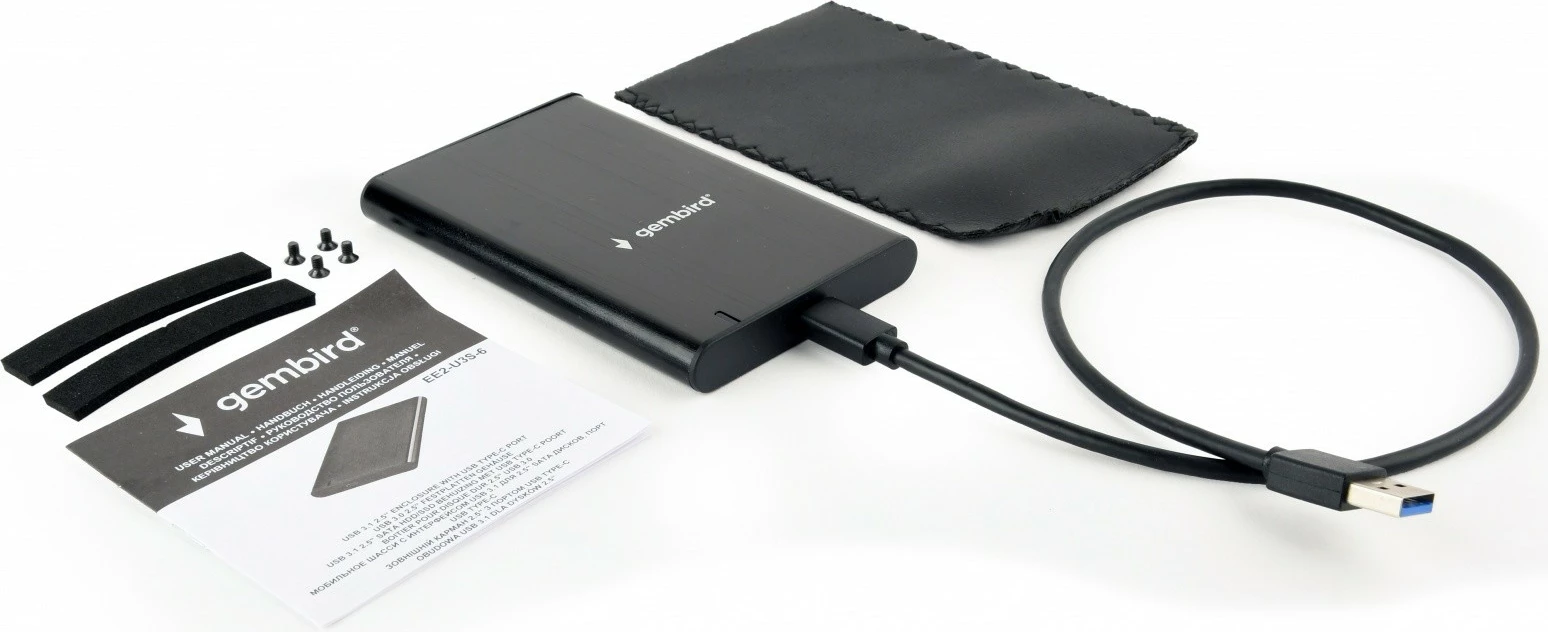 Kasë e jashtme Gembird EE2-U3S-6, 2.5 inç, USB 3.1, e zezë