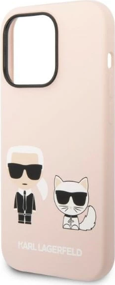 Mbështjellës Karl Lagerfeld KLHMP14XSSKCI për iPhone 14 Pro Max 6.7", silikon, MagSafe, rozë e çelur