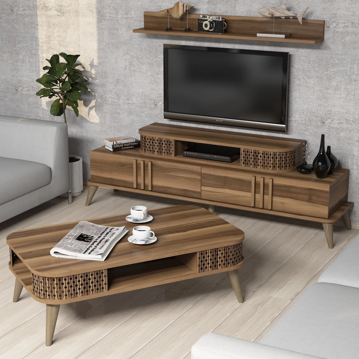 Set mobiljesh për dhomë dite, ngjyrë arre, Eylül