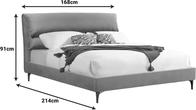 Krevat dopio Aryna kadife ngjyrë rozë 160x200cm