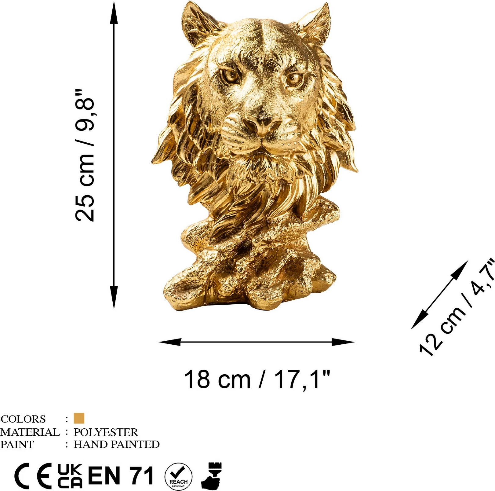 Objekt dekorativ tigër, ngjyrë ari, Aberto Design