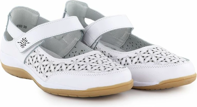 Këpucë lëkure për femra Jezzi, të bardha