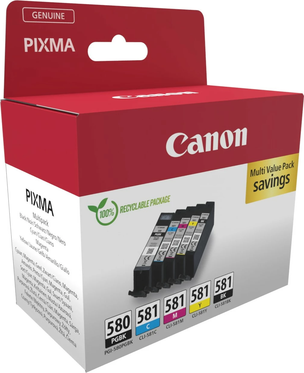 Toner Canon 2078C008, 5 copë, Multi pack, E zezë, Cyan, Magenta, E verdhë