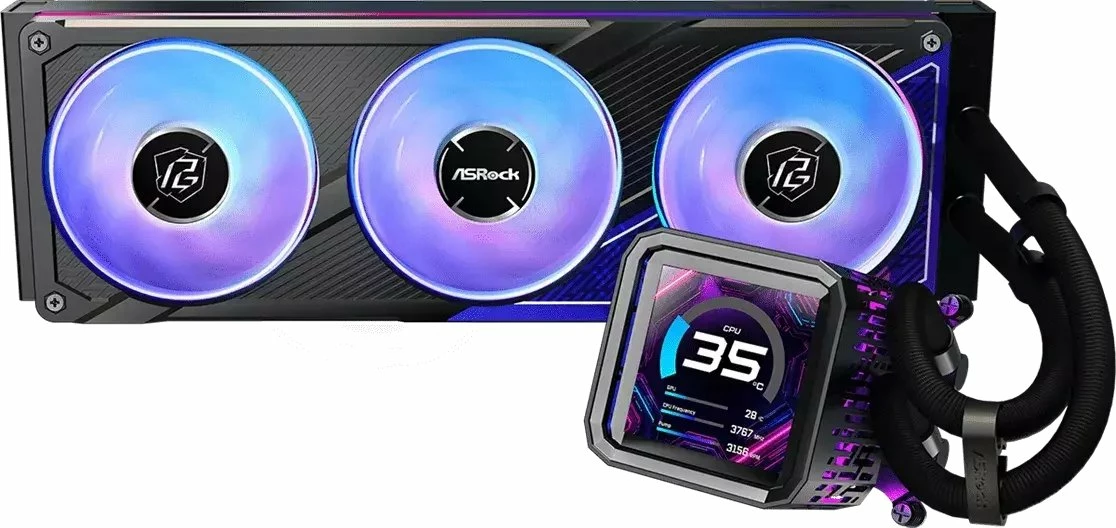 Ftohës uji AIO për CPU ASRock Phantom Gaming 360 LCD 360mm ARGB, 3x120mm (90-APGA36-BAAGA5), i zi