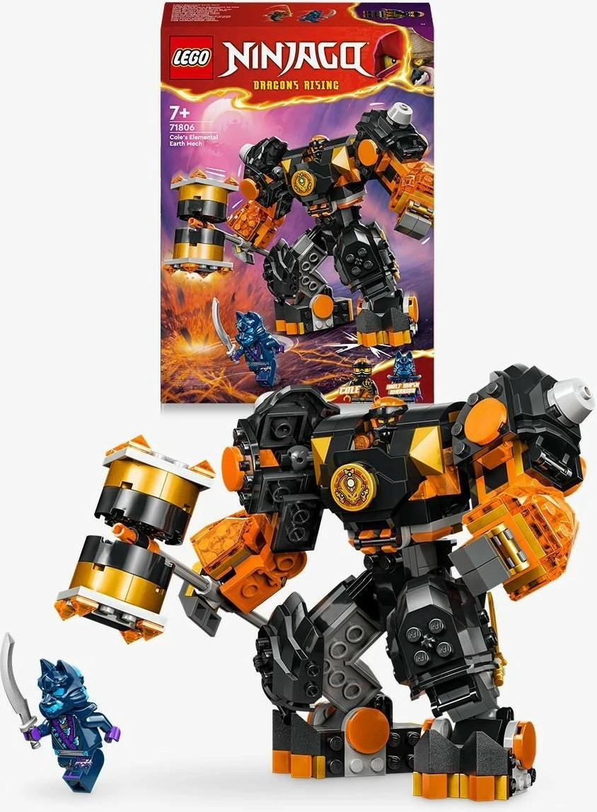 Set ndërtimi LEGO NINJAGO Cole's Elemental Earth Mech 71806, 235 pjesë, multikolor