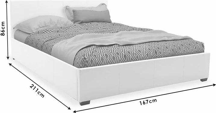 Krevat dopio Norse PU me hapësirë ruajtëse ngjyrë gri matte 160x200cm