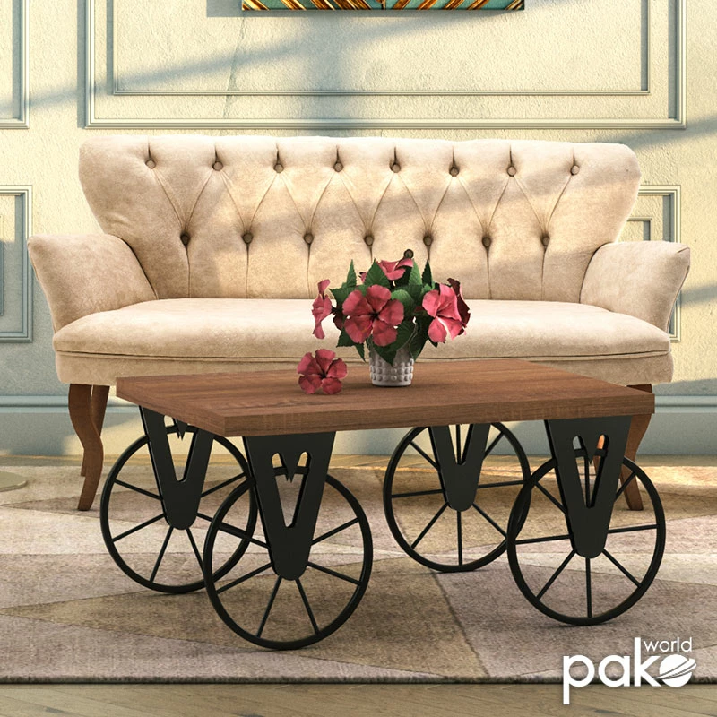 Tavolinë kafeje Bike, ngjyrë e zezë-arrë, 85x55x41cm