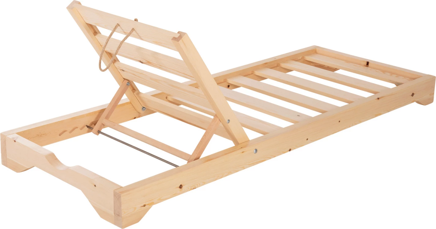 Shezlong profesional për plazh, dru pishe, IKARIA FH6115.01, 80x208x32-100H cm