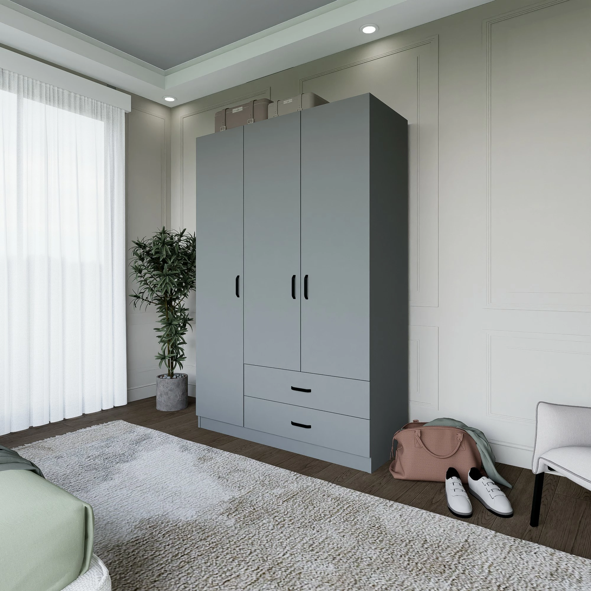 Dollap rrobash, ngjyrë gri, Skye Decor Yaman Luna 1600-037, 120x181x45cm