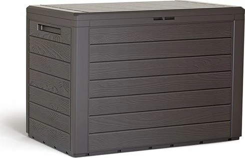 Kuti ruajtjeje për kopsht Prosperplast WoodeBox 190L, pa ulëse, kafe