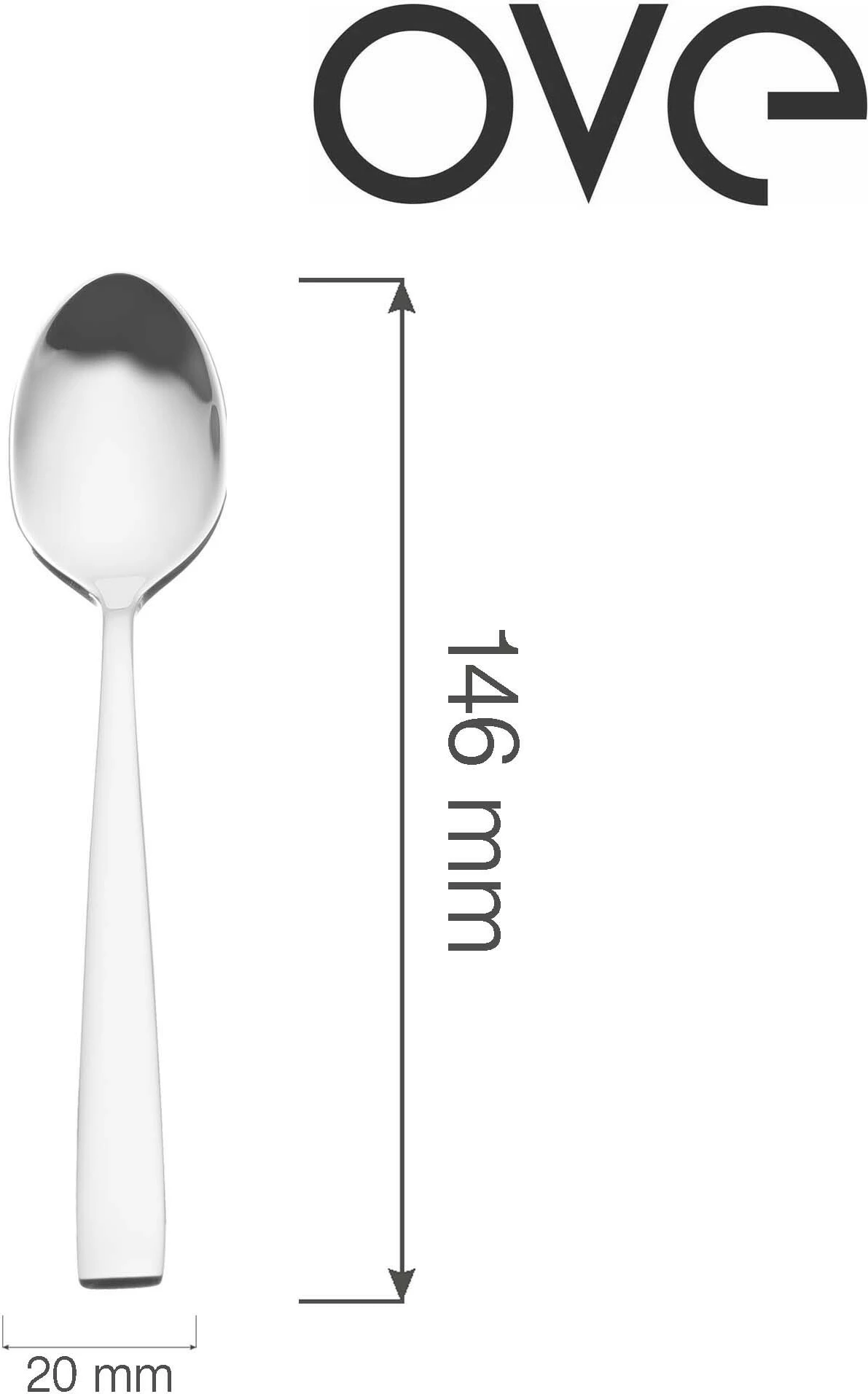 Lugë çaji OVE Garda 146 mm, inox 18/10, set 12 copë, argjendi