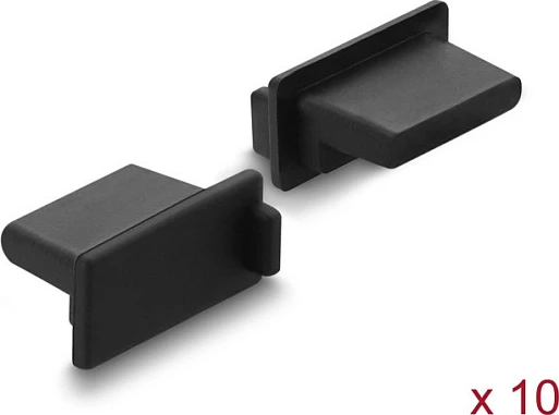 Kapak mbrojtës pluhuri DeLOCK për port USB Type-A, silikon, 10 copë, i zi