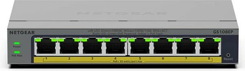 Switch NETGEAR GS108EP, 8-Port Gigabit, Managed L2/L3, metalik