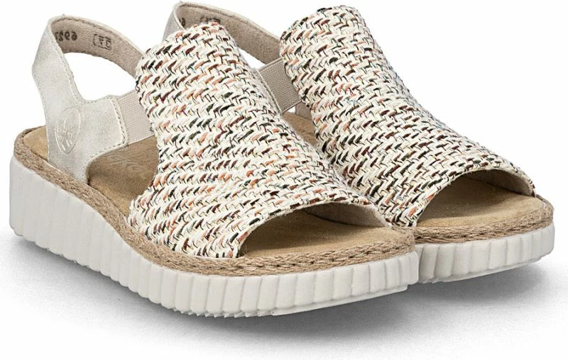 Sandale platforme femra Rieker 69276-60, bezhë