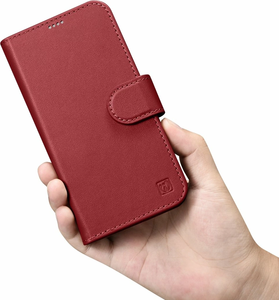 Mbështjellës iCarer Wallet Case 2in1 për iPhone 14 Pro Max, lëkurë, Anti-RFID, e kuqe