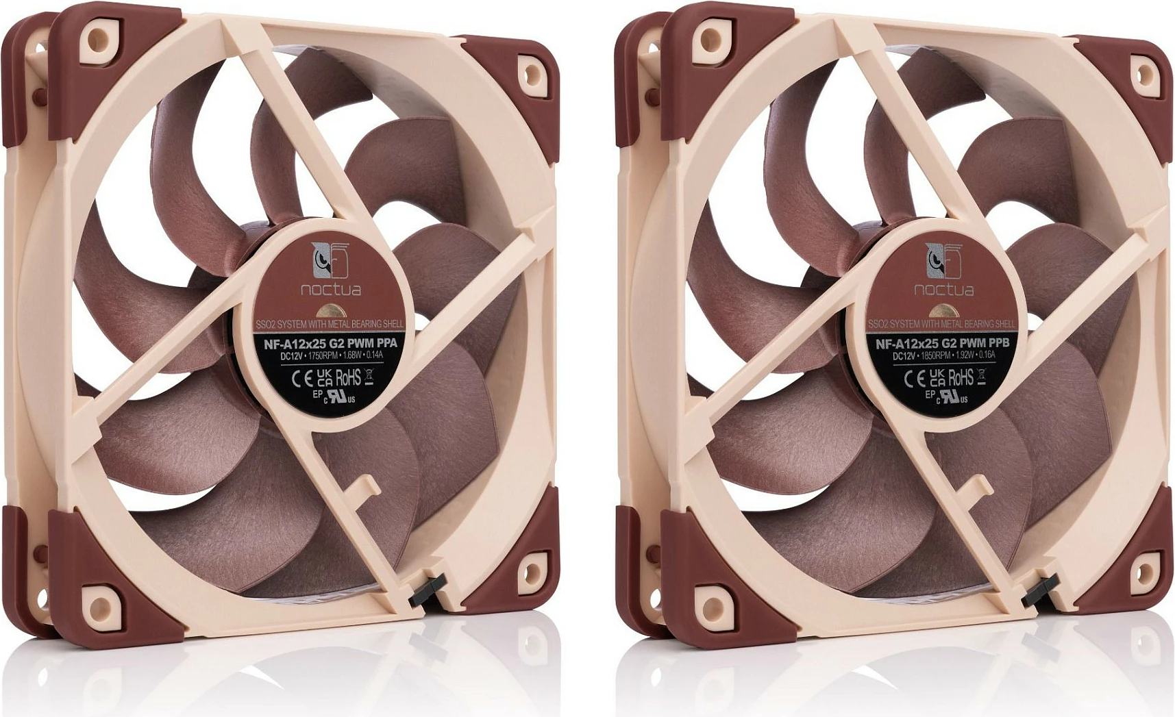 Ventilator ftohës Noctua NF-A12x25 G2 PWM Sx2-PP, 120mm, 2 copë, 1800 RPM, bezhë
