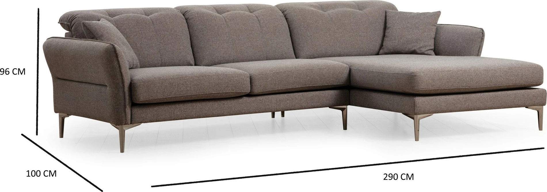 Këndare Atelier del Sofa, këndore e djathtë, ngjyrë gri