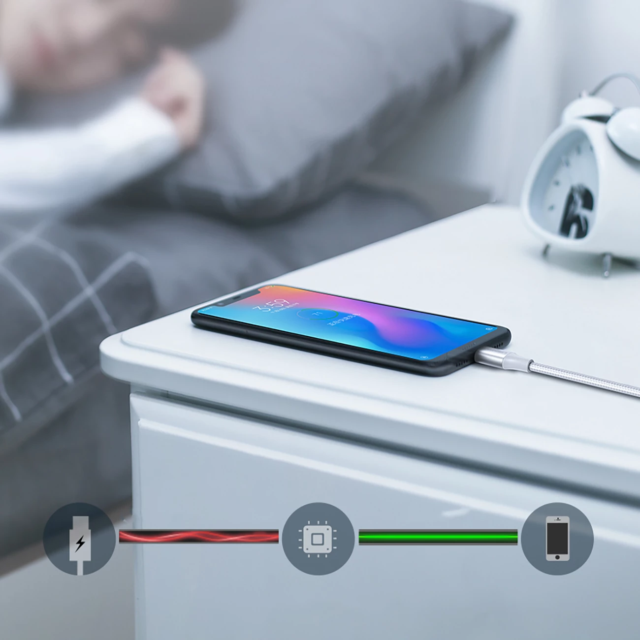 Kabllo Ugreen US288 60409 USB-A në USB-C, 3m, QC 3.0, E bardhë