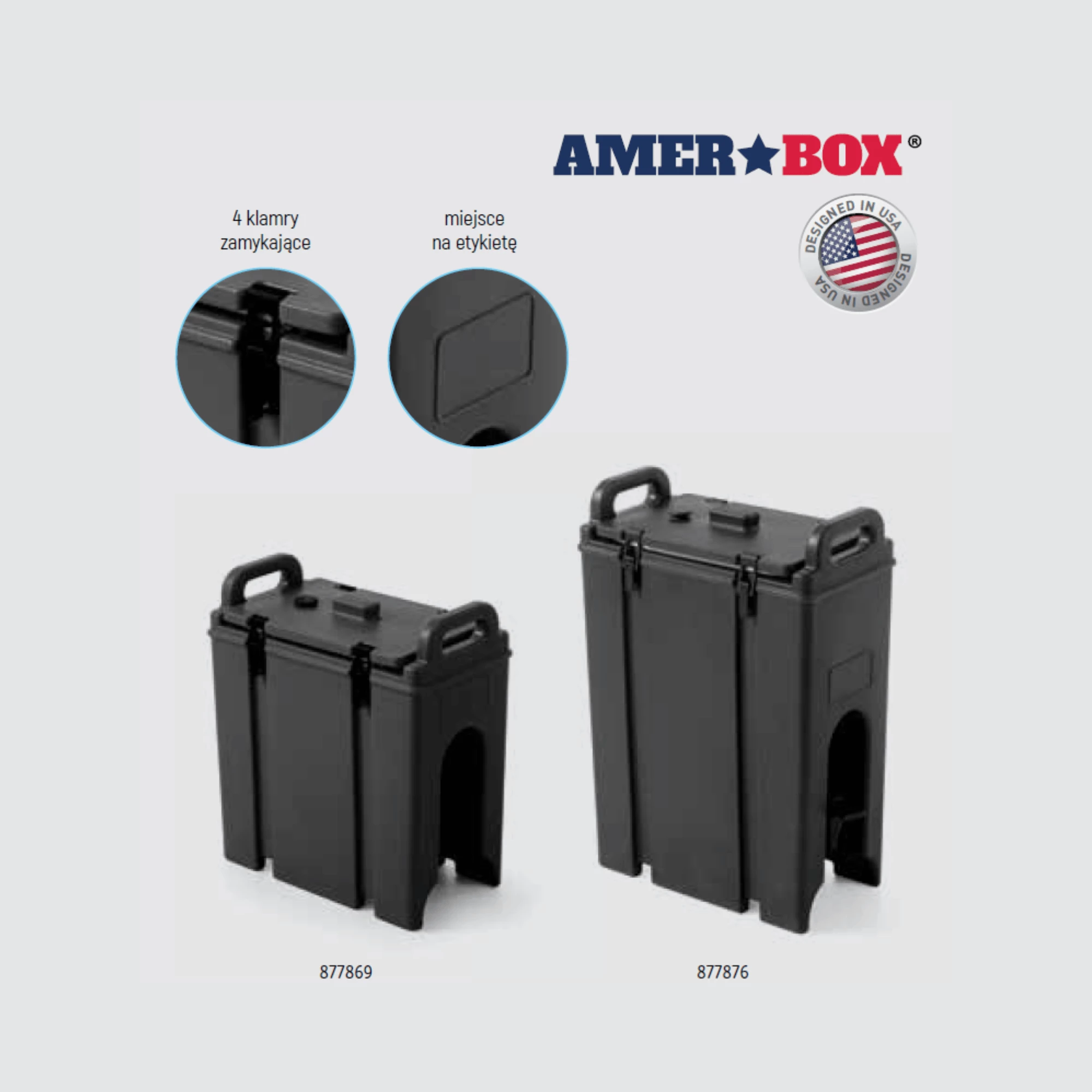 Termos pije portativ, Amerbox, 9.4 L, 230x420x470 mm, gri