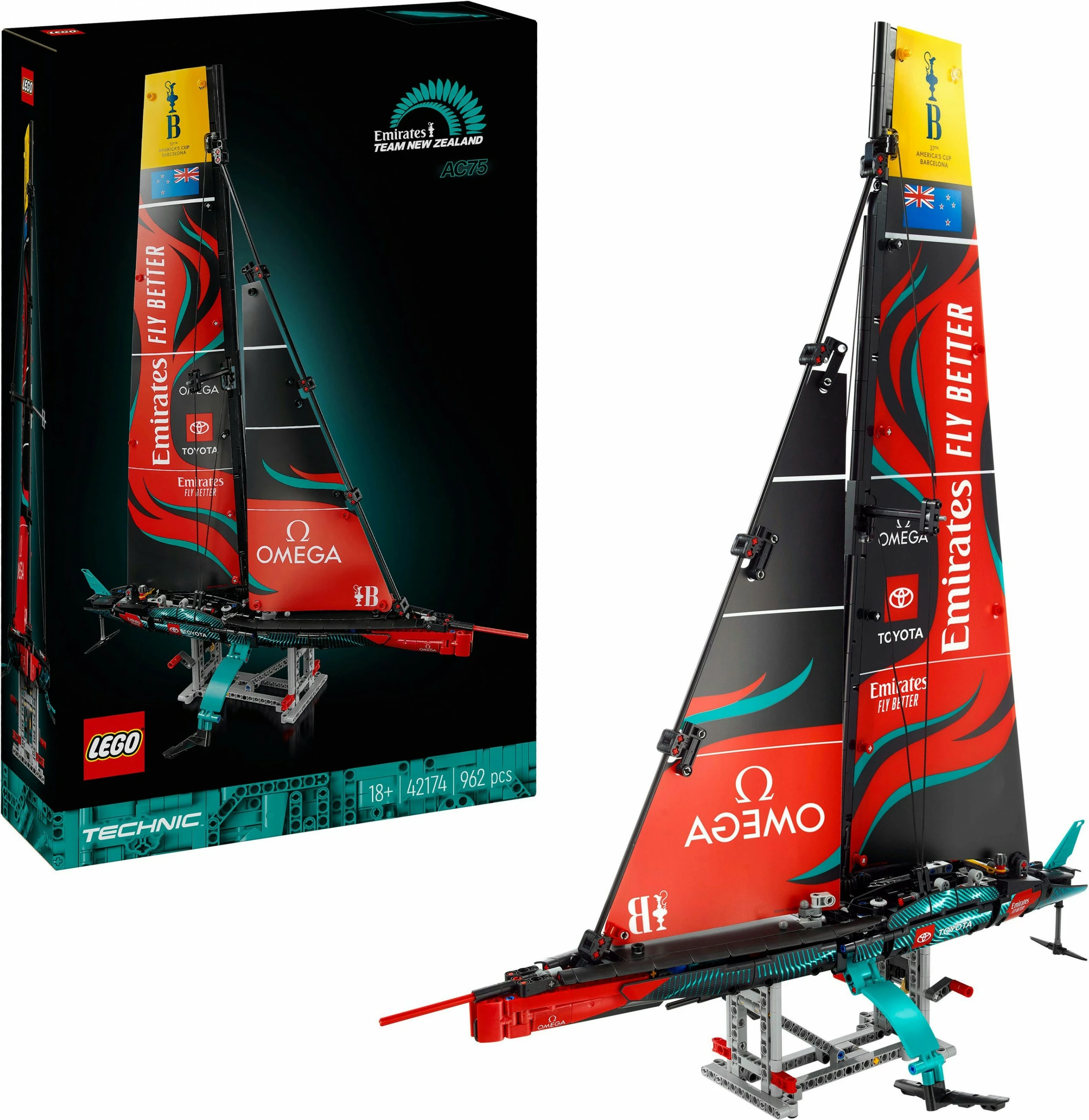Set ndërtimi LEGO Technic Emirates Team New Zealand AC75, 962 pjesë, multingjyrësh