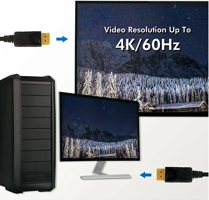 Kabllo DisplayPort LogiLink, DP-M në DP-M, 3m, 4K/60Hz, e zezë