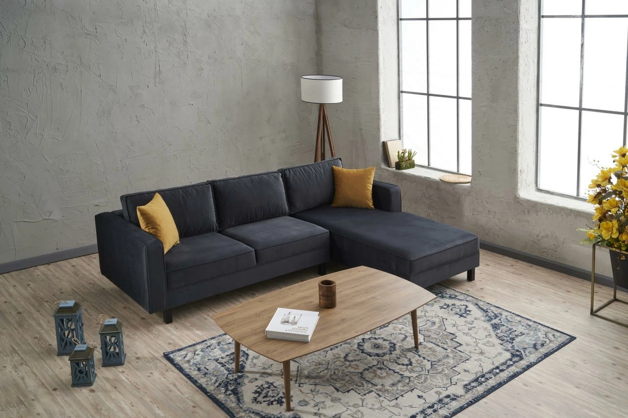 Këndore Atelier del Sofa, kadife, e djathtë, anthracite
