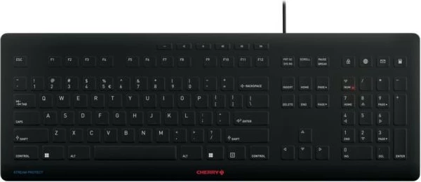 Tastierë Cherry STREAM PROTECT, me kabllo, US-Layout, e zezë