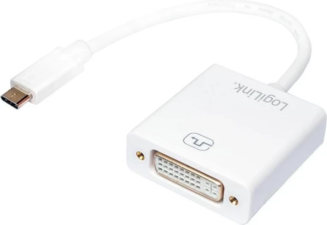 Adaptori LogiLink USB 3.1 C në DVI, i bardhë