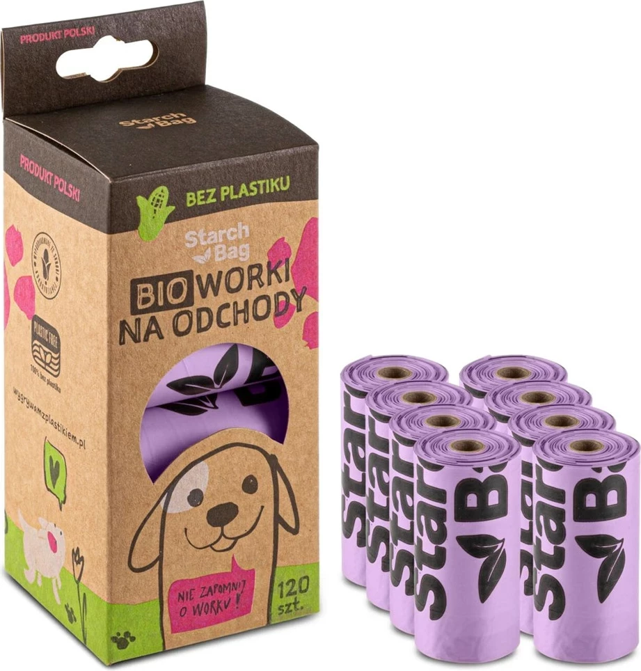 Qese kompostuese Starch Bag, 8x15 copë, Lila