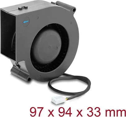 Ventilator ftohës radial DeLOCK 12V DC, 97×94×33mm, 3-Pin, i zi
