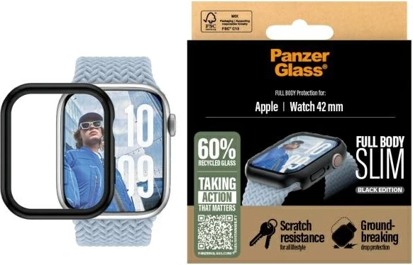 Mbrojtës trupit dhe ekranit PanzerGlass Snappie për Apple Watch 42mm, i zi