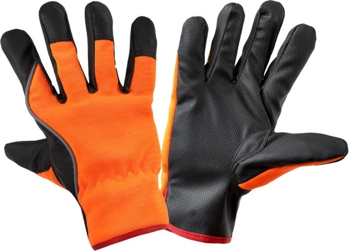 Doreza pune dimërore LAHTI PRO L250910K, me astar fleece dhe element reflektues, 10 palë, portokalli/zi