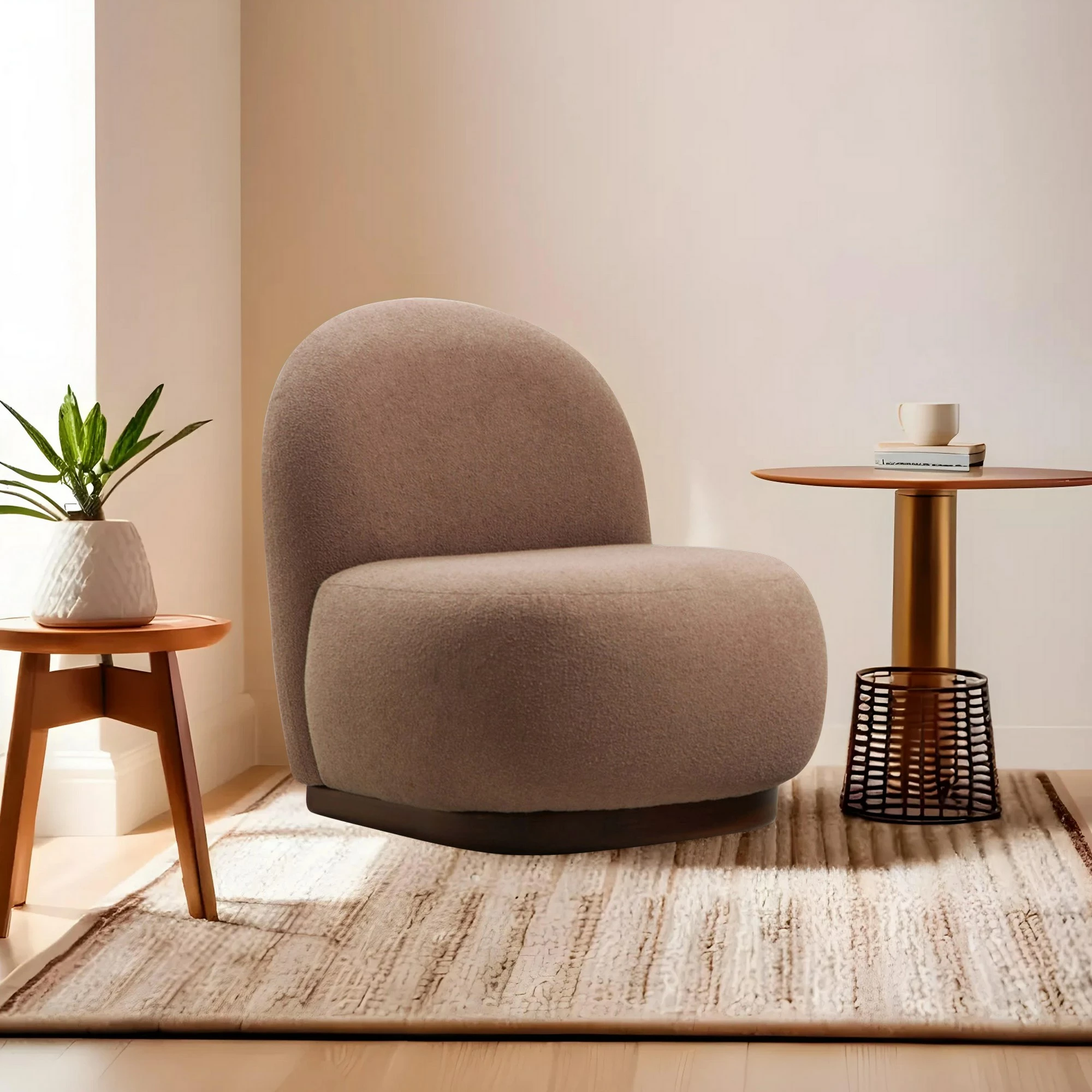 Karrige Wing Tina, ngjyrë kapuçino, Atelier del Sofa
