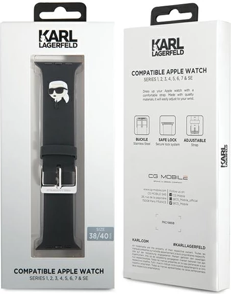 Rrip Apple Watch Karl Lagerfeld 3D Rubber Karl Head, silikon, i zi, 38/40/41mm