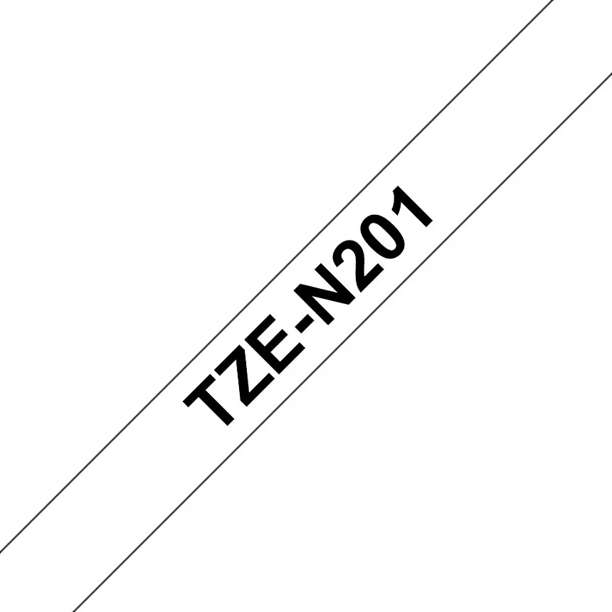 Kasetë shirit etikete Brother TZe-N201, 3.5mm, 8m, bardhë/zi