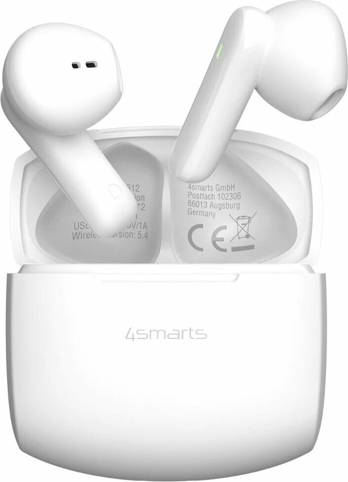 Kufje wireless 4smarts SkyBuds Air Bluetooth 5.4 me ENC dhe kuti karikimi, të bardha