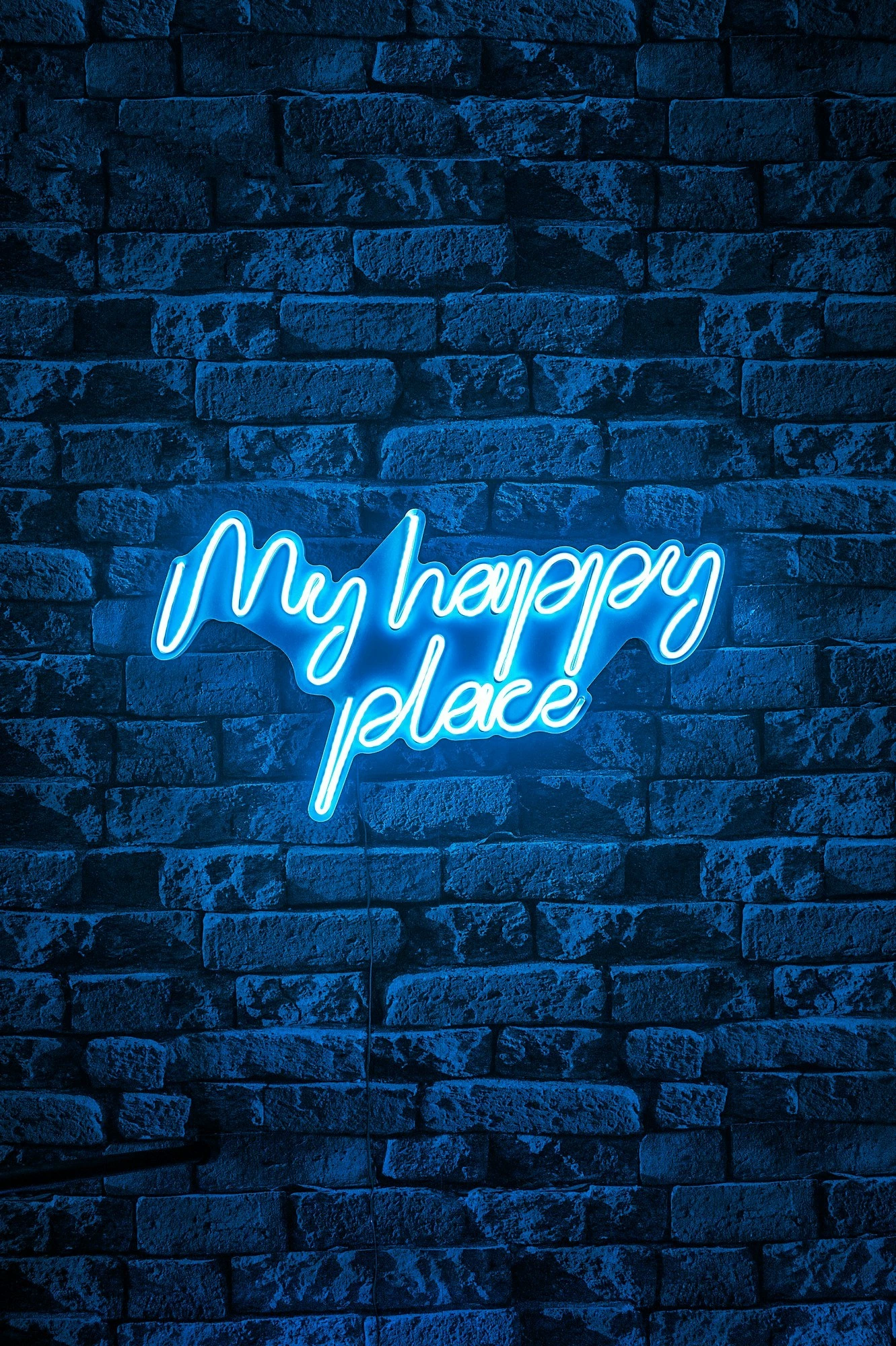 Dekor dritash LED plastike, 'My happy place', ngjyrë e kaltër