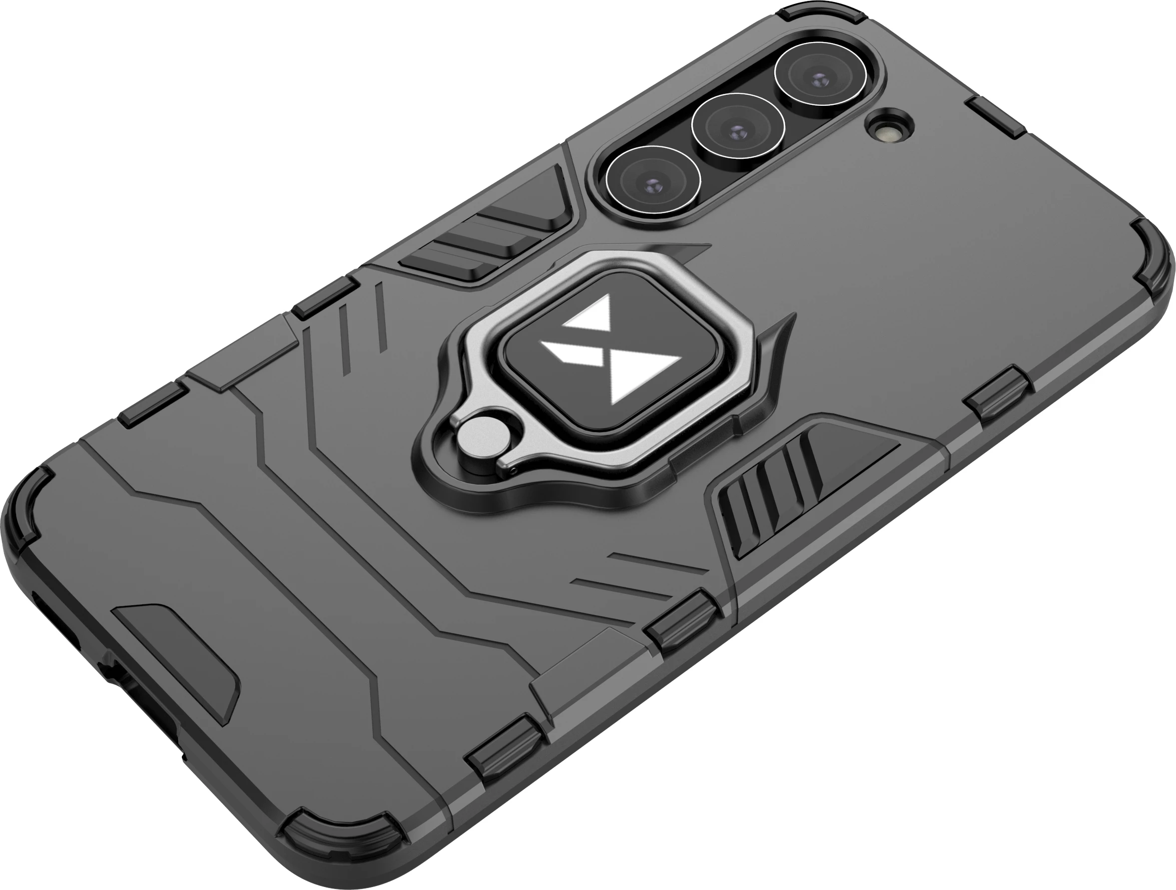 Mbështjellës Wozinsky Ring Armor për Samsung Galaxy S23, me mbajtëse unaze, i zi