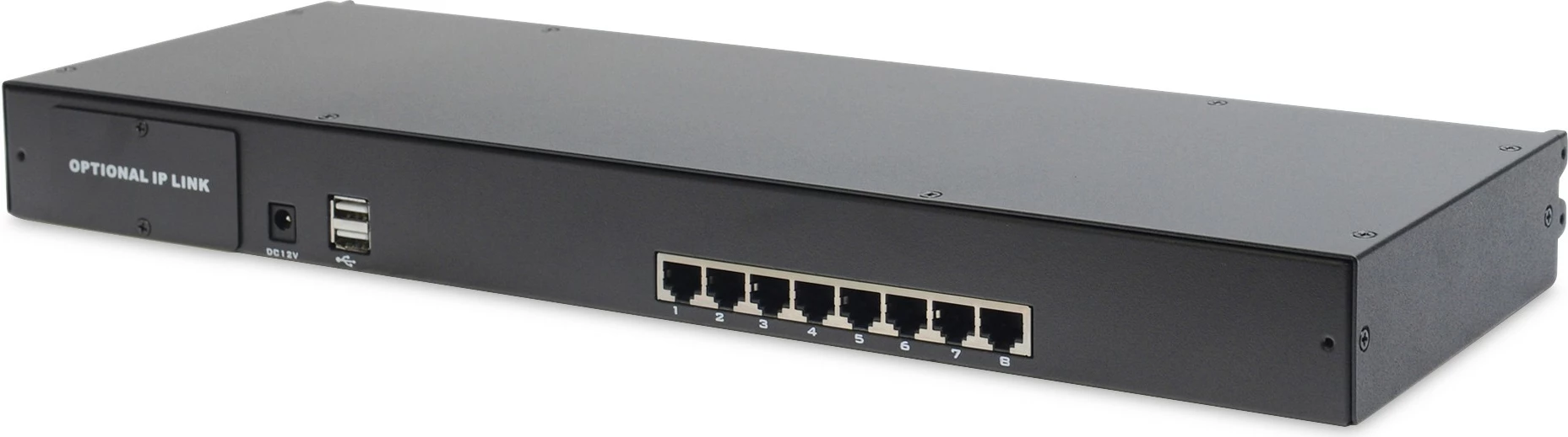 Konsole rackmount Digitus 19" TFT, 8-port KVM, touchpad, gjermanisht, e zezë