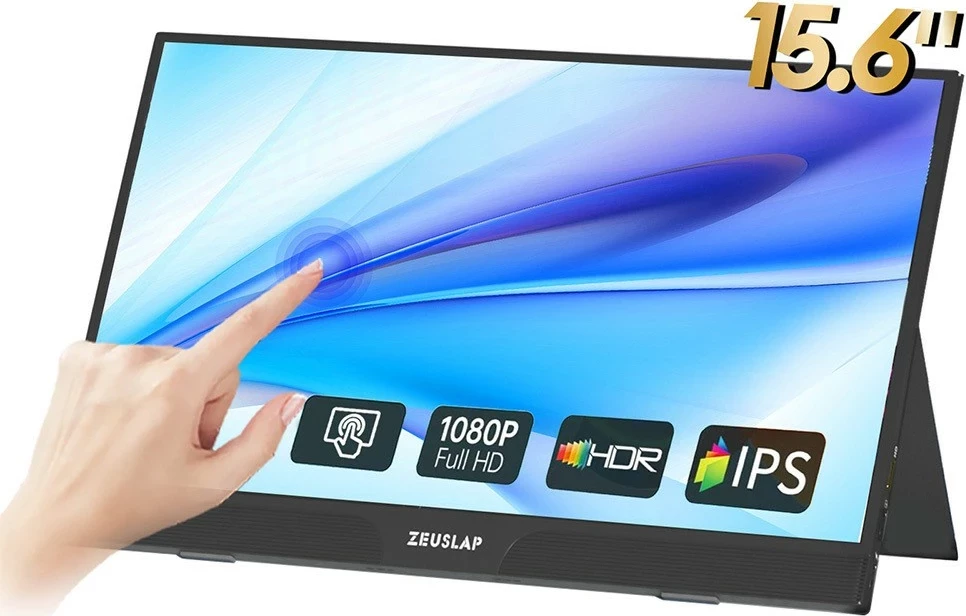 Monitor Zeuslap Z15ST, 15.6" Full HD, IPS, Touch, USB-C/HDMI, i zi