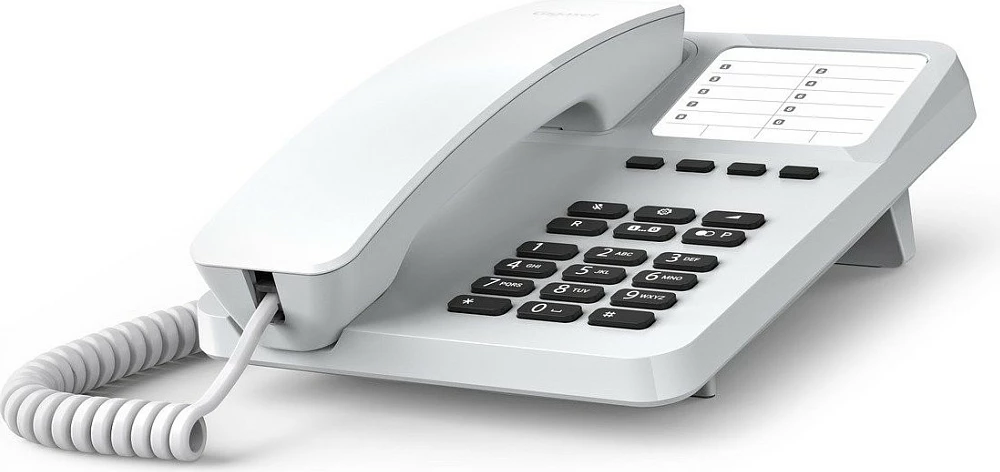Telefon fiks Gigaset DESK 400, analog, me kabllo, 10 numra, i bardhë