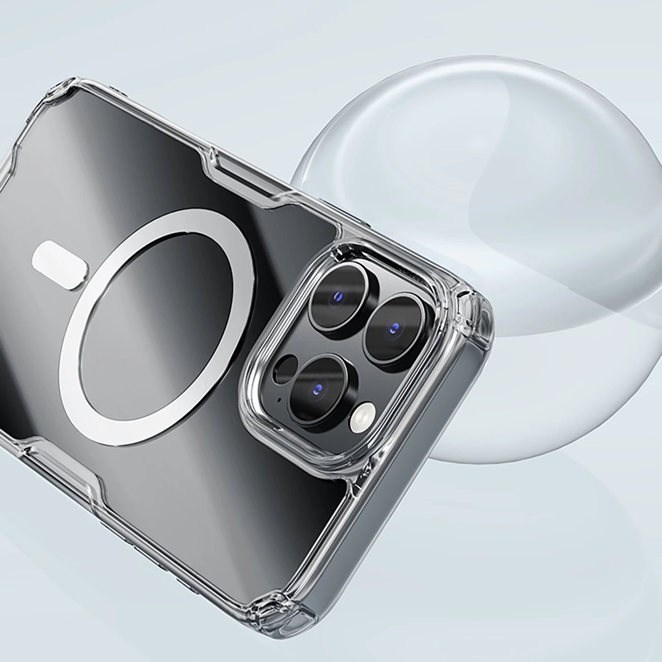 Mbështjellës Nillkin Nature Pro Magnetic Case për iPhone 16, MagSafe, Transparent & Bardhë